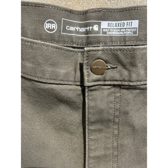 Carhartt Mens Relaxed Fit Canvas Work Pants Size 50x32 Olive Green Brown IRR New - Picture 6 of 9